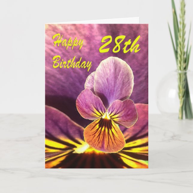 28. Geburtstag Blume Pansy Karte (Vorderseite)