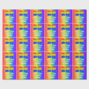 28. Geburtstag: Farbiges, lustiges Regenbogenmuste Geschenkpapier