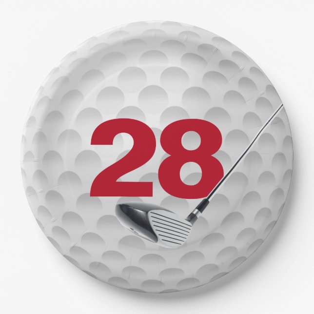 28. Geburtstag Golf Ball Design Paper Plate Pappteller (Vorderseite)