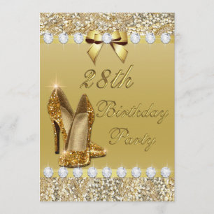 28. Geburtstag klassische Gold Heelse Sequins Diam Einladung