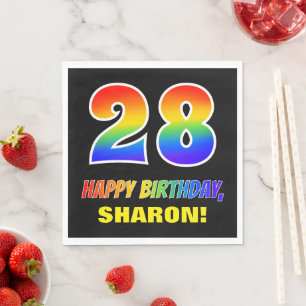 28. Geburtstag: kühl, Spaß, einfach, Regenbogen Serviette