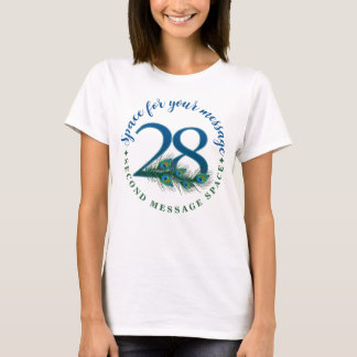 28. Geburtstag oder Jubiläum Pfauenfedern T-Shirt