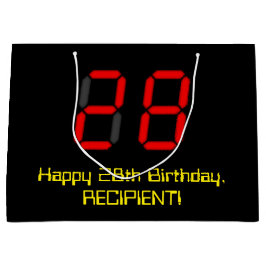 28. Geburtstag: Red Digital Clock Style "28" + Nam Große Geschenktüte