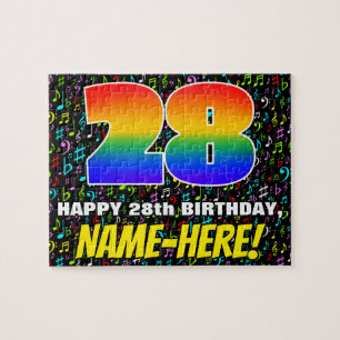 28. Geburtstag — Spaß, farbenfrohe Musiksymbole & Puzzle