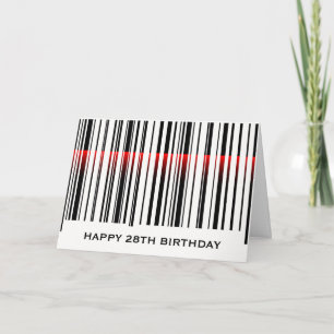 28. Geburtstags-Barcode mit rotem Laser Karte