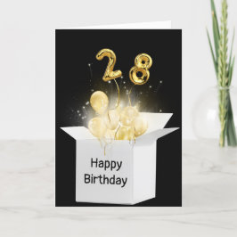 28. Geburtstagsballons in weißer Box Karte