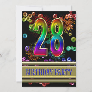 28. Geburtstagsparty Einladung mit Blasen
