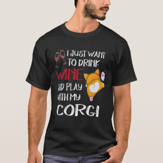 28 Ich will nur Wein trinken Corgi T-Shirt
