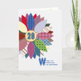 28 Jahre alt, geheftete Blume Geburtstag Karte