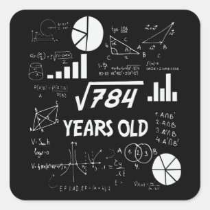 28 Jahre alter Tag Mathematiklehrer 28. Geburtstag Quadratischer Aufkleber