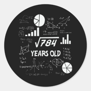28 Jahre alter Tag Mathematiklehrer 28. Geburtstag Runder Aufkleber