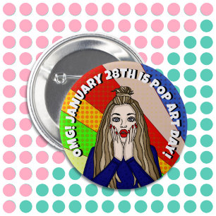 28. Januar ist Pop Art Day   Holiday Button