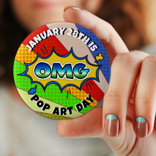 28. Januar ist Pop Art Day Holiday Button