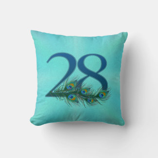 28 Pfauenfeder Geburtstag Jubiläum Elegant Kissen