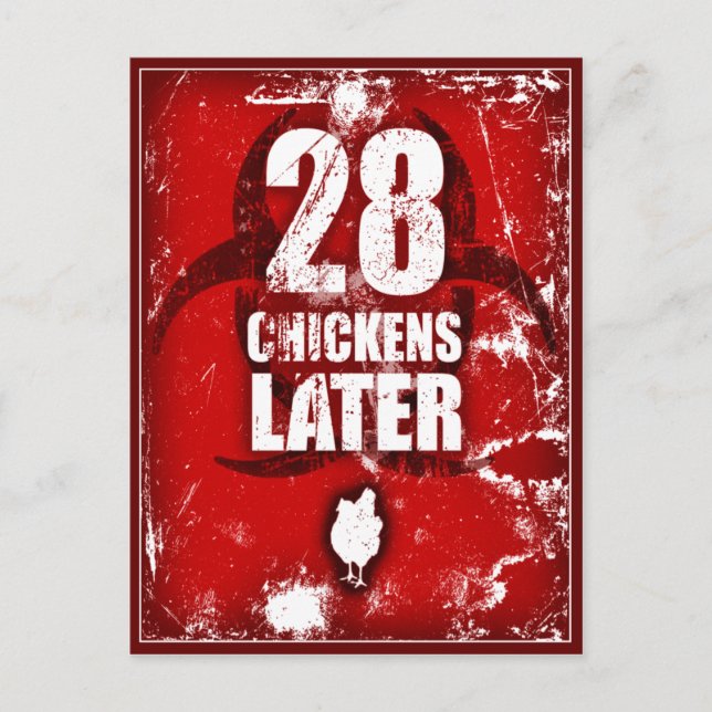28 SCHICKEN SPÄTER POSTKARTE (Vorderseite)