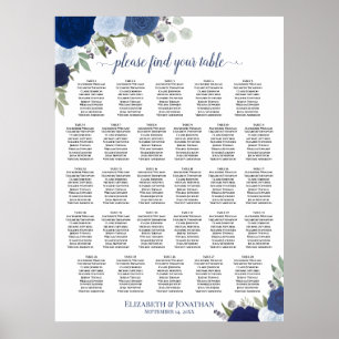 28-Tisch-Blumen-Hochzeits-Sitzplan Boho Poster