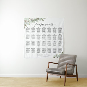 28 Tisch Elegante Eukalyptus-Hochzeits-Sitzordnung Wandteppich