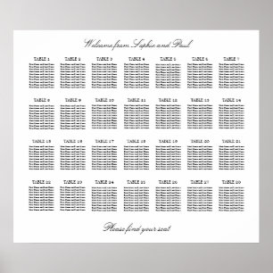 28 Tisch Eleganter Minimalistischer Sitzplan Poster