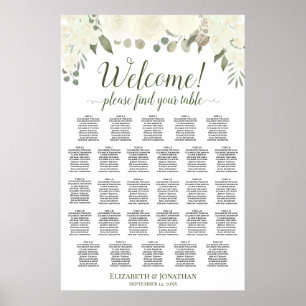 28 Tisch Elfenbein Weiße Rosen Hochzeit Sitzordnun Poster