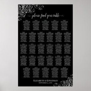 28 Tisch Hochzeit Sitzordnung Silber Fransen Schwa Poster