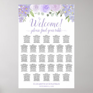 28 Tisch Lavendel Blumen Hochzeit Sitzordnung Poster