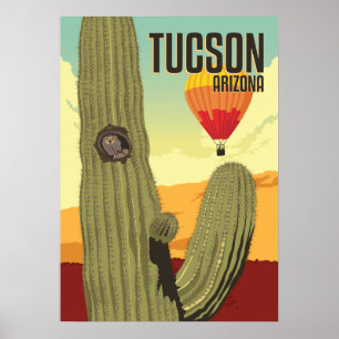 28"x20 Elf Owl in Saguaro - Tucson, Arizona Poster