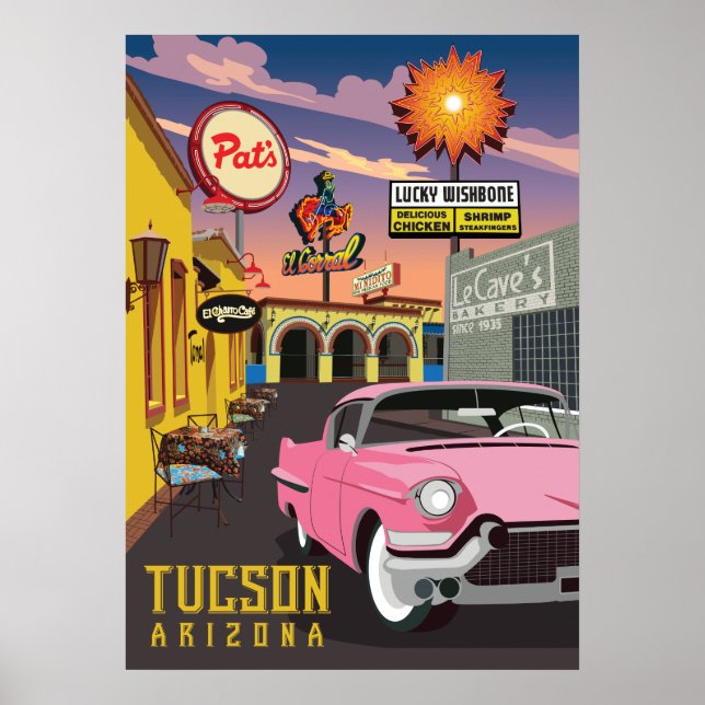 28"x20" Retro Restaurant Signs - Tucson, AZ Poster (Vorne)
