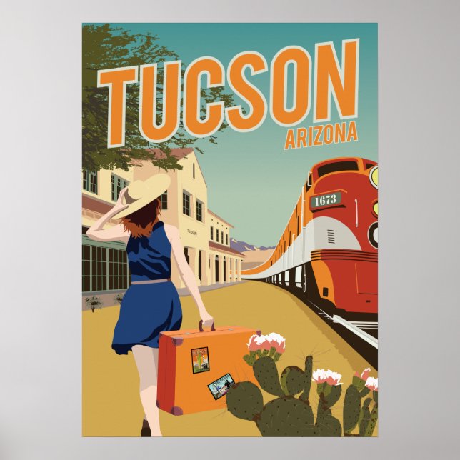 28"x20" Zugdepot - Tucson, Arizona Poster (Vorne)
