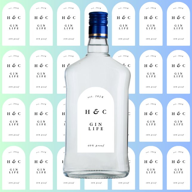 28 x Schwarz-weiß Moderne Flasche Gin Weinberg Vin Aufkleber (Von Creator hochgeladen)