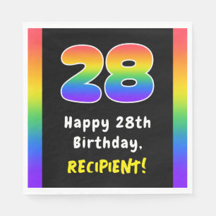 28th Birthday: Rainbow Spectrum # 28, Custom Name Serviette