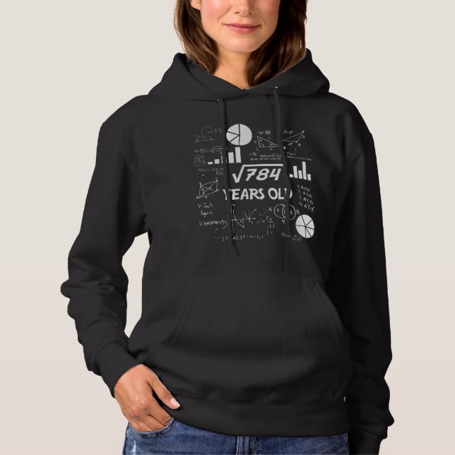 28th Birthday Square Root Math 28 Years Old Bday Hoodie (Vorderseite)