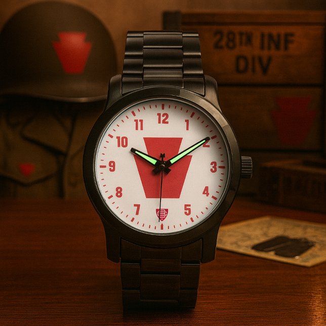 28th Infantry Division "Bloody Bucket" Black Armbanduhr (28th Infantry Division Bloody Bucket Tribute Black Stainless Steel Watch)