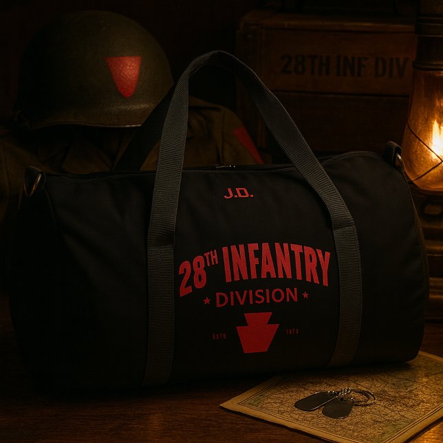 28th Infantry Division Tribute Personalized  Duffle Bag (28th Infantry Division "Bloody Bucket" Tribute Black Duffle Bag)
