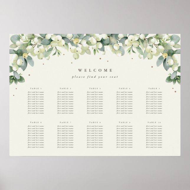 28x20" 10 Tische mit 10 Sitzen Chart Poster (Vorne)