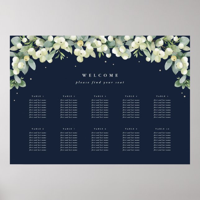 28x20" 10 Tische mit 8 Sitzen Chart Poster (Vorne)
