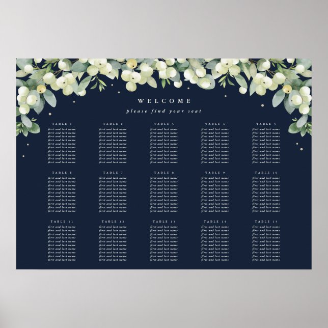 28x20" 15 Tische mit 10 Sitzen Chart Poster (Vorne)