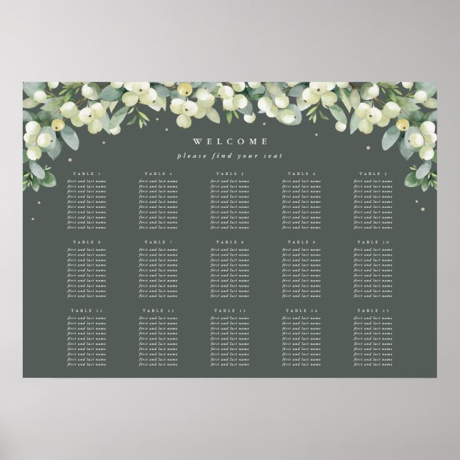 28x20" 15 Tische mit 10 Sitzen Chart Poster (Vorne)