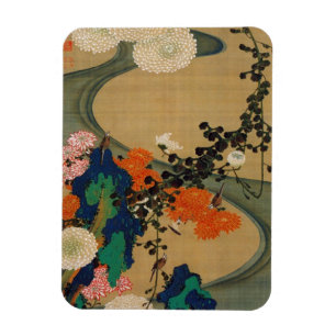 29. 菊 花 流 図, 若 Chrysanthemum & Stream, Jakuchū Magnet