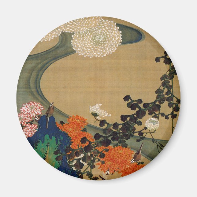 29. 菊 花 流 図, 若 Chrysanthemum & Stream, Jakuchū Magnet (Vorne)