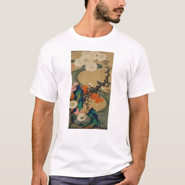 29. 菊 花 流 図, 若 Chrysanthemum & Stream, Jakuchū T-Shirt (Vorderseite)