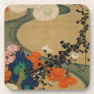 29. 菊 花 流 図, 若 Chrysanthemum & Stream, Jakuchū Untersetzer