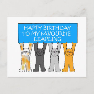 29. Februar Geburtstag Cartoon Katzen Postkarte