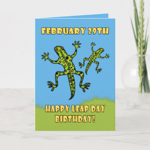 29. Februar, Leap Day Birthday Card, Lizards Karte