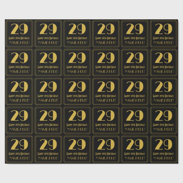 29. Geburtstag ~ Art Deco Inspiriert Look "29", Na Geschenkpapier (Saum)