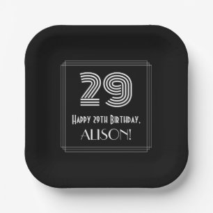 29. Geburtstag — Art Deco Inspiriert Look "29" + Pappteller