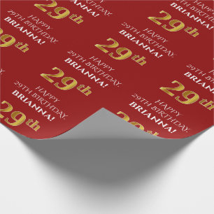 29. Geburtstag: Elegant, Rot, Falsches Gold Design Geschenkpapier