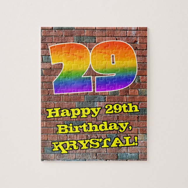 29. Geburtstag: Fun Graffiti-Inspiriert Regenbogen Puzzle (Vertikal)