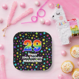 29. Geburtstag: Fun Stars Muster und Regenbogen "2 Pappteller