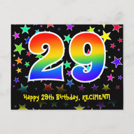 29. Geburtstag: Fun Stars Pattern, Regenbogen 29, Postkarte