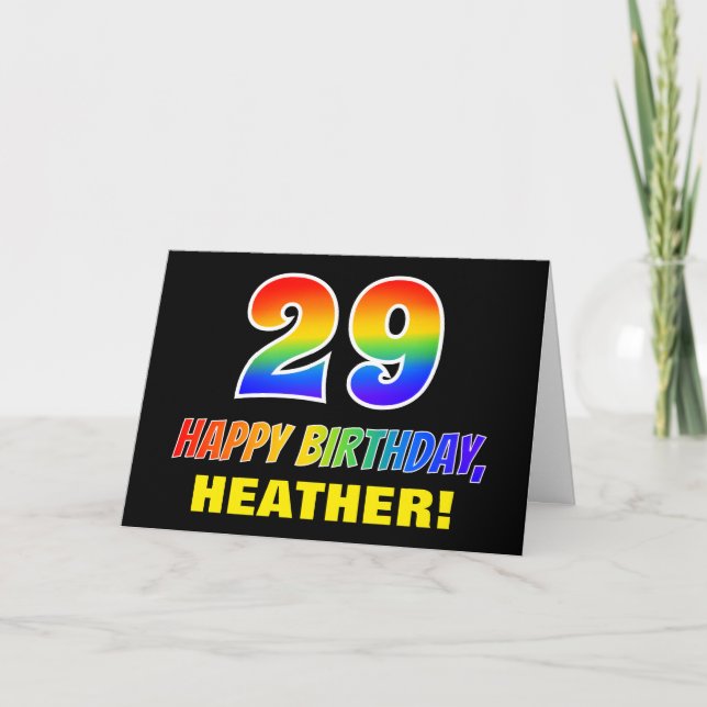 29. Geburtstag: kühl, Spaß, einfach, Regenbogen 29 Karte (Vorderseite)